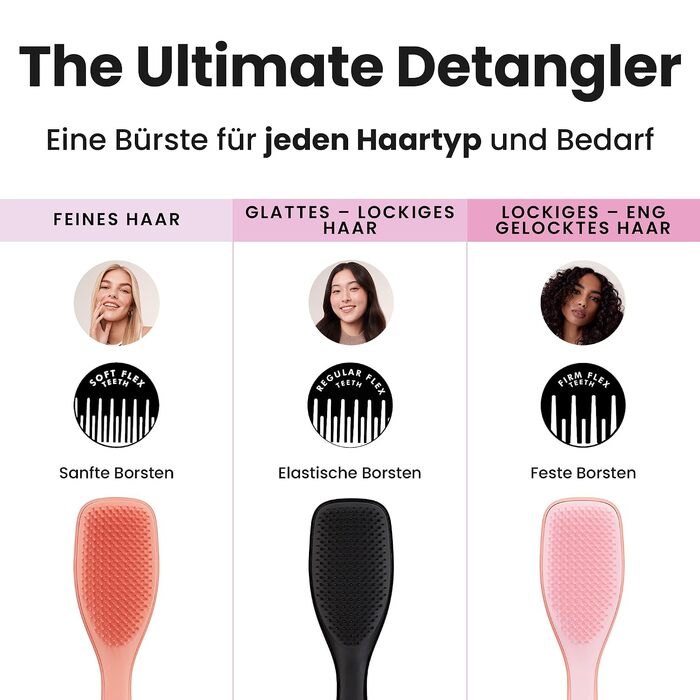 Щітка для волосся Tangle Teezer Ultimate Detangler для кучерявого та жорсткого волосся (типи 3C-4C), розплутуюча, дворівневі щетинки для визначення локонів та зменшення пухнастості, Манго та Рожевий