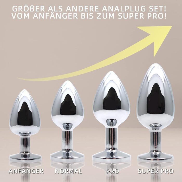 Набір анальних пробок (4 шт.) з металу, різних розмірів, для початківців, жінок, чоловіків, пар. Чорний колір.