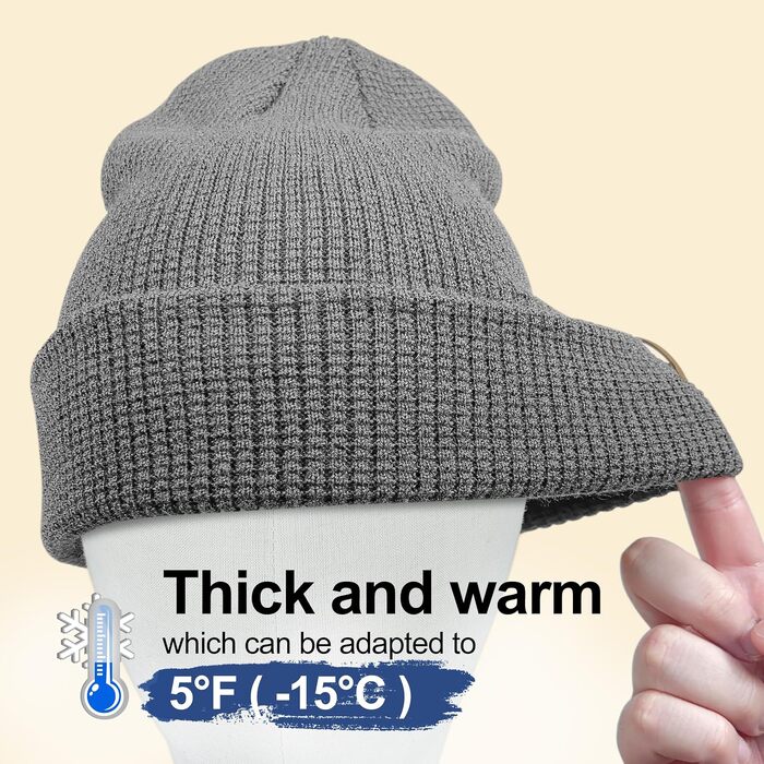 Зимова шапка з мериносової вовни Outdoor Shaping унісекс — тепла в'язана шапка з відкидним манжетом, сіра (Meliertes Grau)