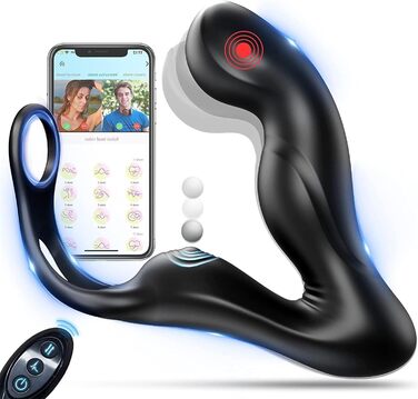Анальний вібратор з силікону 3 в 1 з кільцем для пениса та пультом керування, масажер простати, для чоловіків та пар