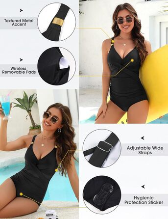 Чорний купальник для жінок з ефектом корекції фігури, моделювання живота, з воланами, виріз V-подібний, з вирізами, сексуальний, сітчатий, з чашками, XL