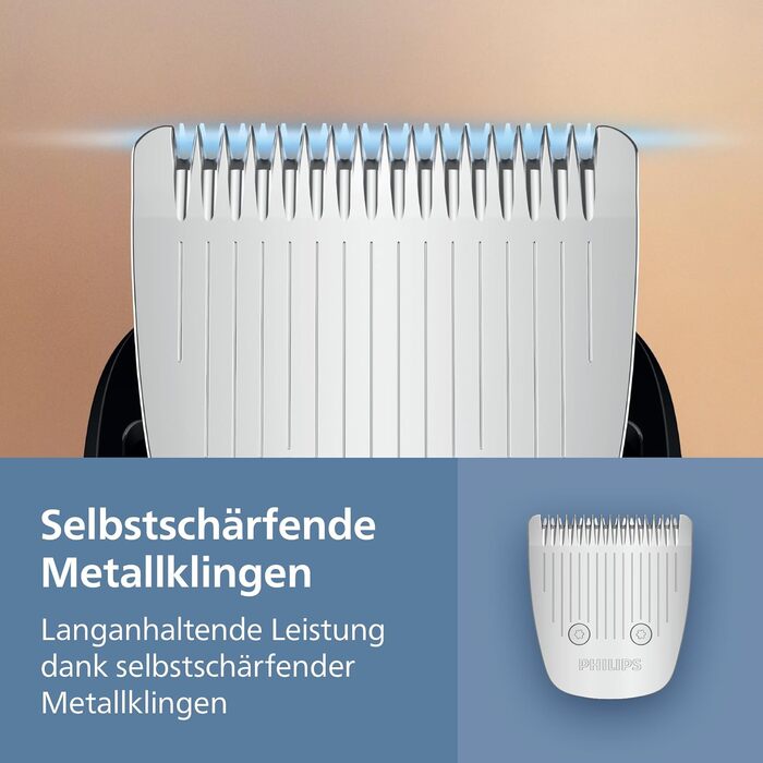 Тример для бороди Philips Beardtrimmer 5000 BT5765/15: самозаточувальні металеві леза, 40 налаштувань довжини, технологія BeardSense, водонепроникний, з кейсом для подорожей