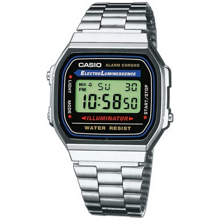 Сріблястий унісекс годинник Casio Collection A168WA з металевим браслетом