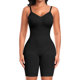 Коригуючий боді для жінок Werena Shapewear — безшовний утягуючий одяг для живота та стегон, формуючий боді-шорти з регульованими бретелями, чорний, розмір L