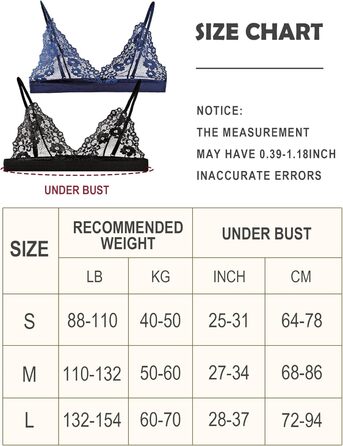 Жіноча білизна: 3 шт. мереживних бюстгальтерів без кісточок, сексуальних балконетів та push-up бюстгальтерів S-L (білий, чорний, синій)