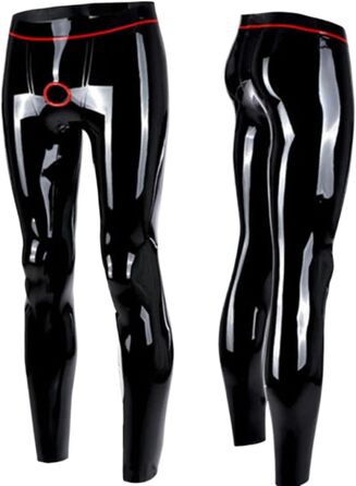 Чоловічі латексні лосини з кільцем на передній частині (чорний та червоний)