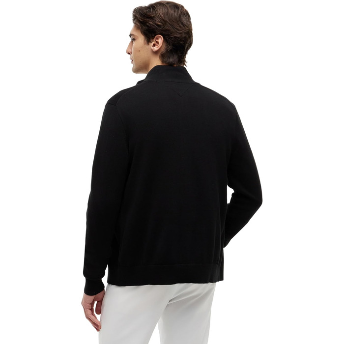 Чоловічий світшот Tommy Hilfiger Essential Cotton Zip Thru з коміром-стійкою та блискавкою, чорний, розмір S