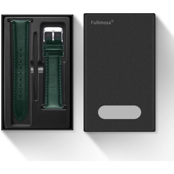 Шкіряний ремінець Fullmosa 22 мм для Samsung Galaxy Watch 46 мм, Galaxy Watch 3 45 мм, Gear S3 Frontier/Classic, колір зелений, срібляста застібка