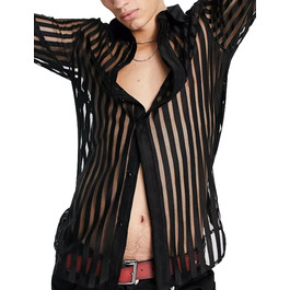 Чоловіча майка-топ з прозорою сіткою, чорна смуга, XXL