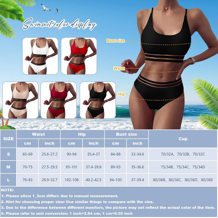 Спортивний двочастинний купальник-бікіні з сіткою для жінок. Push-up, висока талія, чорний.