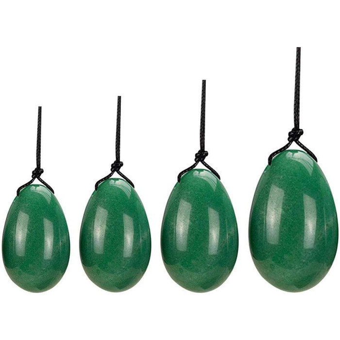 Набір для вагінального масажу з нефриту Yoni Egg - 40x25 мм, зелений