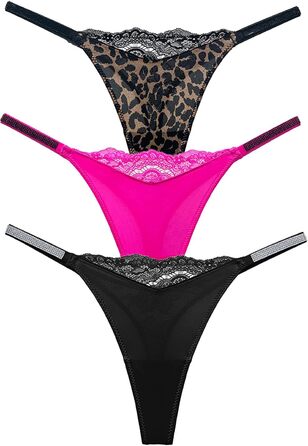 Сексуальні жіночі труси T-String з блискітками та стразами AIEOE, низька посадка, мереживо, танга, шовк, леопард, чорний