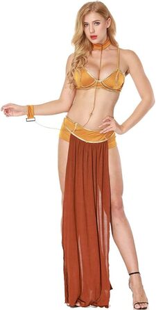 Костюм для жінок DLYQYZYG: сексуальний костюм принцеси-рабки, уніформа, костюм принцеси Леї, костюм для дорослих, косплей на Хелловін (коричневий, XL)