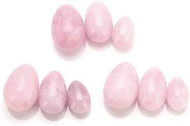 Кристальні Яйця з Рожевого Кварцу для Масажу та Вправ: 3 Розміри, Кристал, Шовкова Шнур