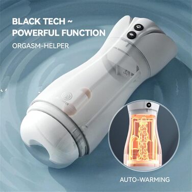 Масажер для чоловіків з 4 режимами всмоктування, 10 вібраційними режимами та функцією нагріву. Стимулятор пеніса, чорний
