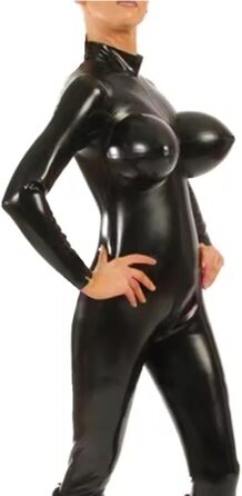 Костюм косплей DDINGHOONQPODFR з латексних грудей для жінок, чорний, з блискавкою на спині