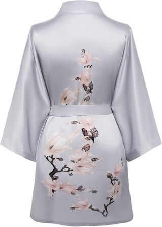 Жіночий халат BABEYOND з квітковим принтом, літній, короткий, сатиновий, для дому та пляжу, універсальний розмір, зелений (універсальний розмір, сірий)