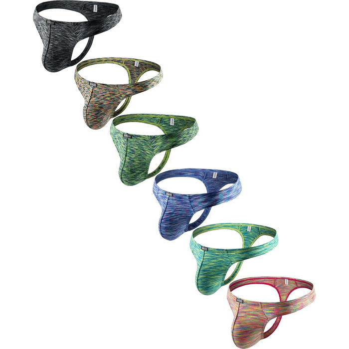 Танга чоловічі iKingsky, 6 шт. в упаковці, низька талія, швидковисихаючі, яскраві кольори