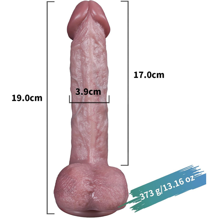 Реалістичний дилда, 20.7 см, з матеріалу, безпечного для тіла, для жінок, з присоскою, John
