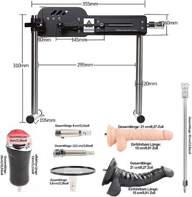 Металева секс-машина Fredorch Big Dildo з VAC-U-Lock, для чоловіків, жінок та пар, тиха робота