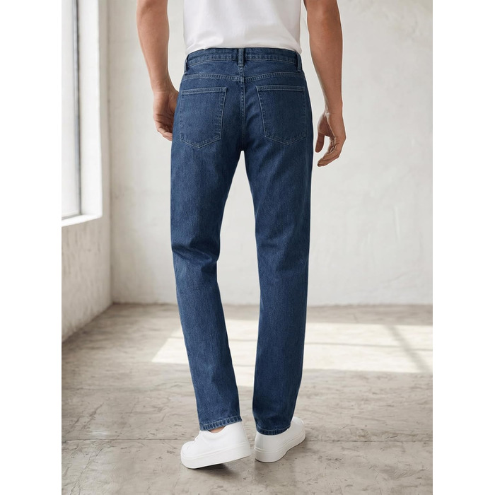 Чоловічі джинси Runcati Slim Fit з бавовни та стрейч, однотонні сині штани для повсякденного та ділового стилю, 34W / 32L