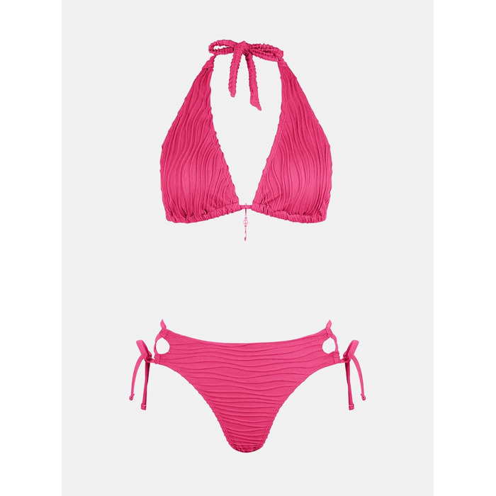 CUPSHE БІКІНІ Спортивний Комплект з V-подібним вирізом, висока талія, підняття грудей, купальник двокомпонентний, для плавання, сталеві кісточки (S, Маджента)