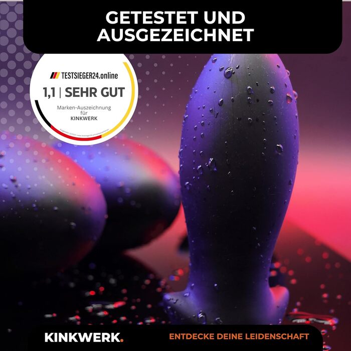 Анальний плаг KINKWERK з м'якого силікону | Преміум якість, XL | Для початківців та досвідчених | Зручний у догляді