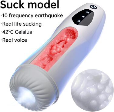 Електричний масажер для чоловіків з 10 вібраціями та 5 режимами всмоктування. Іграшка для дорослих