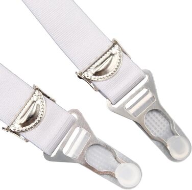 Вінтажний пояс Luxallacki з 6 ремінцями, металевою застібкою, гладким атласом та квітковою мереживом, елегантний британський пояс для панчіх (Білий, 46)