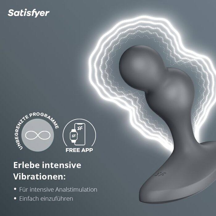 Анальні вібратори Satisfyer Deep Diver Connect App Bluetooth - для чоловіків та жінок | З пультом керування, силікон, водонепроникний IPX7, масаж простати | Компактний та дискретний | З вібрацією, чорний