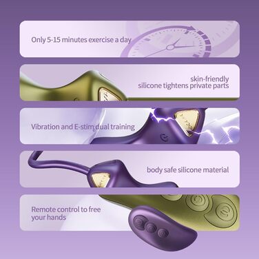 Електричний анальний вібратор Beckenbodentrainer для жінок з 5 рівнями шоку та 7 режимами вібрації. Стимулятор для вагіни та анусу, для пар. Колір: фіолетовий.