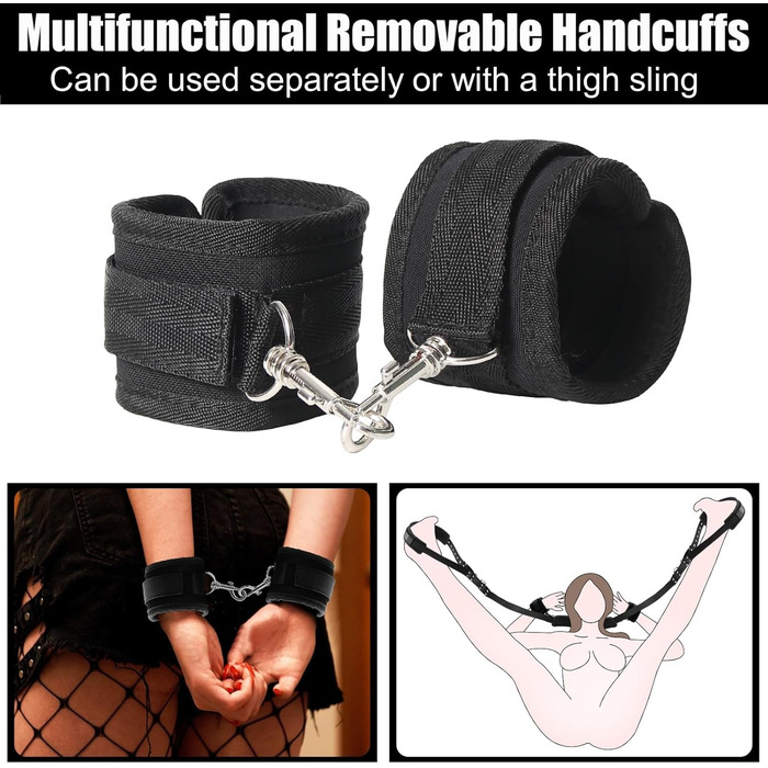 Набір для БДСМ: фетуювання ніг, наручники, набір для пар. Чорний колір.