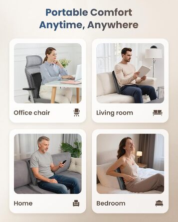 Масажер для шиї та спини COMFIER: Shiatsu 4D розминаючий масажер з підігрівом для ніг та м'язів, чорний
