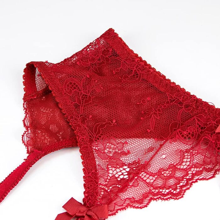 Сексуальний жіночий стрінг з мережива, пояс-стрінг з 4 ремінцями, металевий кліп для панчіх та спідньої білизни, чорний+білий+рожевий (червоний, S)