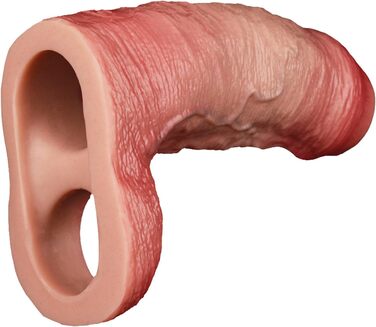 Реалістична секс-іграшка для чоловіків: пеніс-манжета з текстурою вен, шкіряного кольору, з кільцем для яєчок, для уповільнення еякуляції