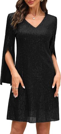 Сукня вечірня жіноча для гостей на весілля, коктейльна, мереживо, паєтки, чорна (L)