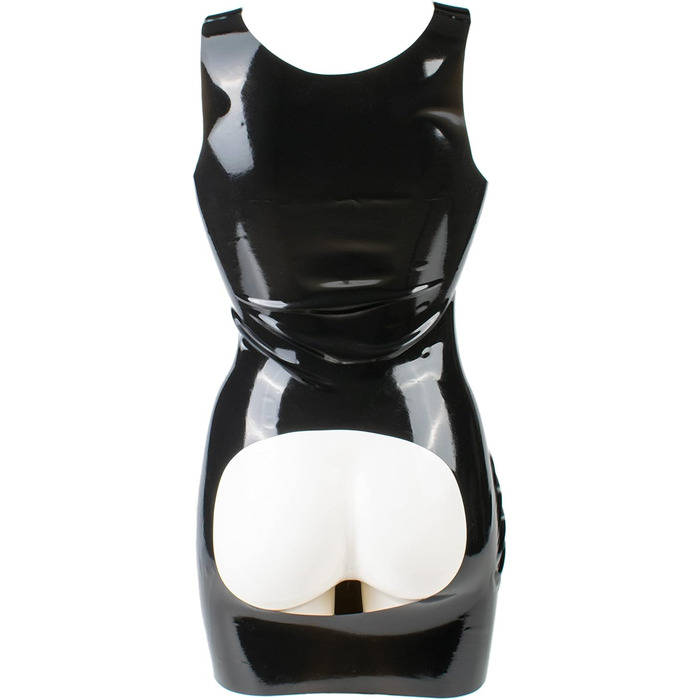 Латексне міні-плаття Rubberfashion - чорне, 0.4 мм, без бретелек, для жінок XL