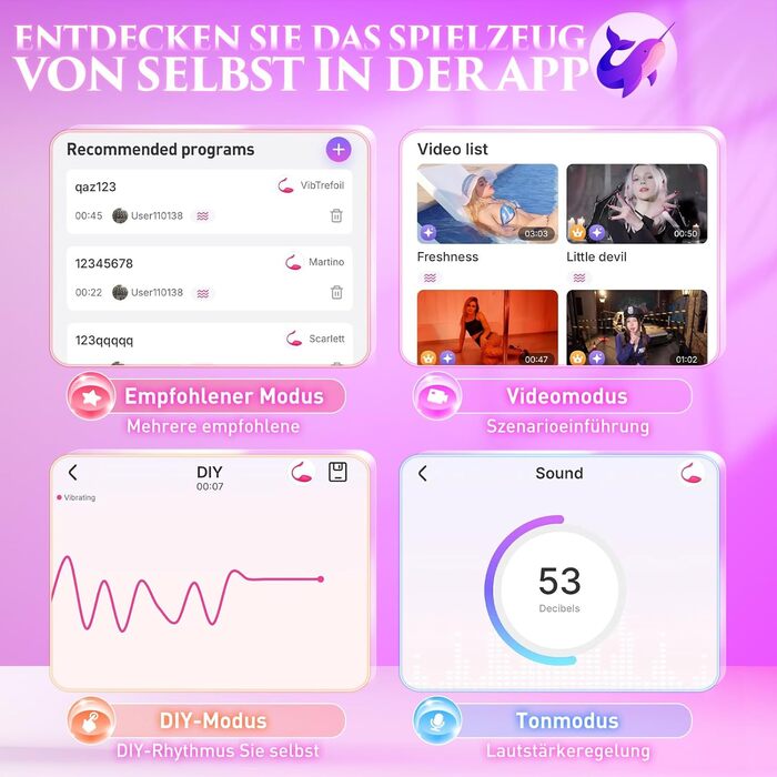 Вібратор для жінок та пар з 9 режимами, керування через додаток, рожевий, універсальний розмір