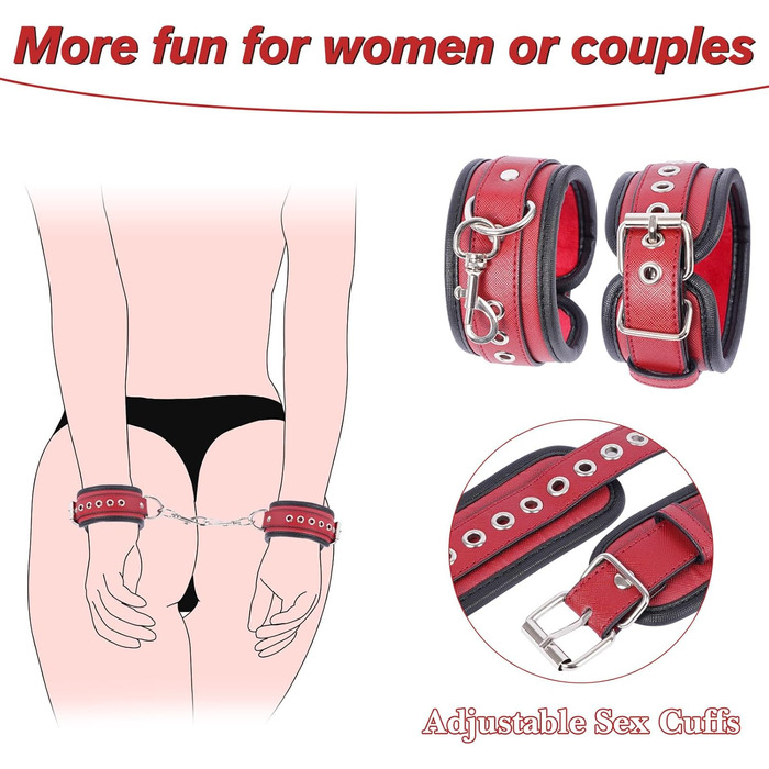 Набір для БДСМ: фетрінг ніг, наручники та інші аксесуари для пар (темно-червоний)