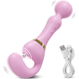 Вібратор дилда LYAMais G-Punkt з подвійним наконечником та 10 вібраціями для жінок. Силіконовий секс-іграшка для пар. Стимулятор клітора. Рожевий