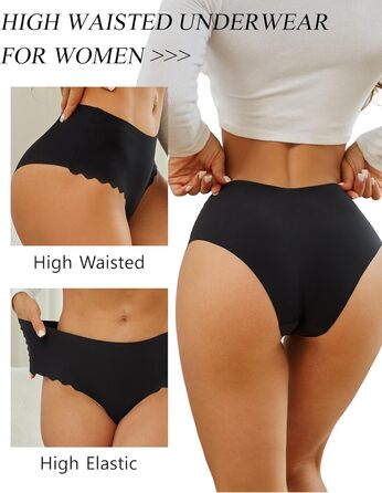 Труси жіночі Sips, висока талія, безшовні, 6 шт. (чорний*3, кольоровий*3), L