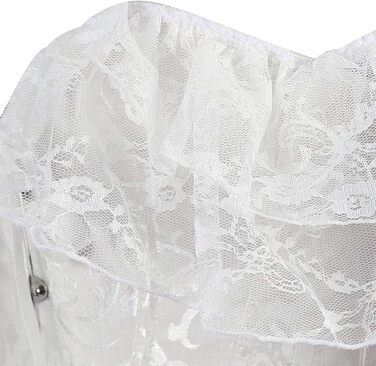 Корсет жіночий Oytto готичний з сатину, з кісточками, шнурівка, топ-боді, весільний, білий, XX-Large