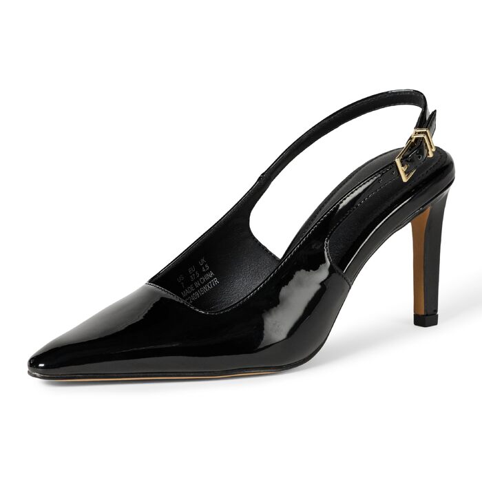 Жіночі туфлі-слінгбеки Amazon Essentials на низьких підборах (kitten heels), 39 EU, чорний лакована шкіра