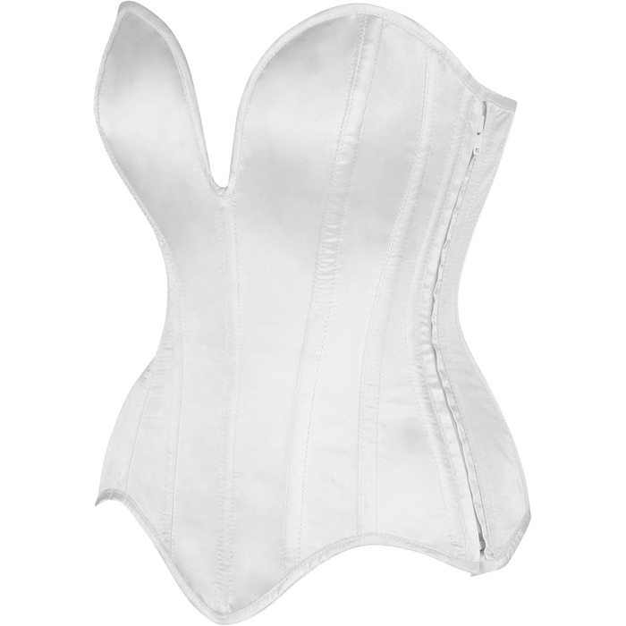 Корсет Daisy Corsets з високоякісної атласної тканини білого кольору, з металевими ребрами підтримки, модель Overbust, XS