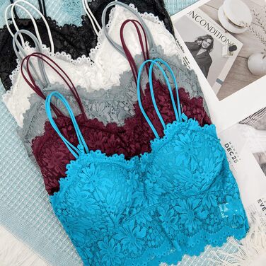 Трусики-бра бюстгальтер мереживний з підкладкою Duufin, 5 шт. для жінок та дівчат, кольори: рожевий, сірий, чорний, бежевий, білий (S-M)