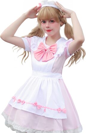 Костюм покоївки FCCAM CCAM: костюм покоївки, костюм служниці, косплей, костюм офіціантки (рожевий, 3XL)