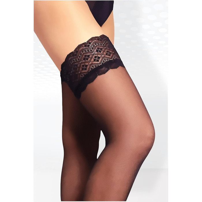 Чорні мереживні панчохи Milamutti з силіконовою стрічкою, довжина до стегна, розмір L