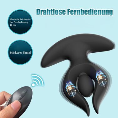 Надувний анальний вібратор Jpscor для чоловіків та жінок, силіконовий вібратор з 10 режимами, повітряний насос, пульт дистанційного керування, стимуляція простати, секс-іграшки для пар (чорний)