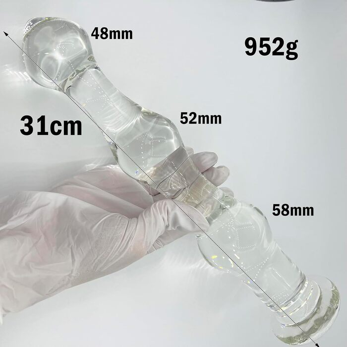 Скляний анальний дildo ScreaAss 31 см XXL з анальними кульками, 48/52/58 мм, для чоловіків та жінок