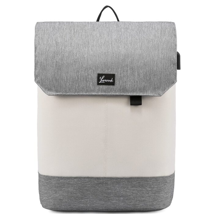 Жіночий рюкзак LOVEVOOK Elegant Daypack: водонепроникний міський рюкзак для ноутбука 17.3 дюйма, протикрадіжний відділ, для навчання та офісу (Бежево-сірий)